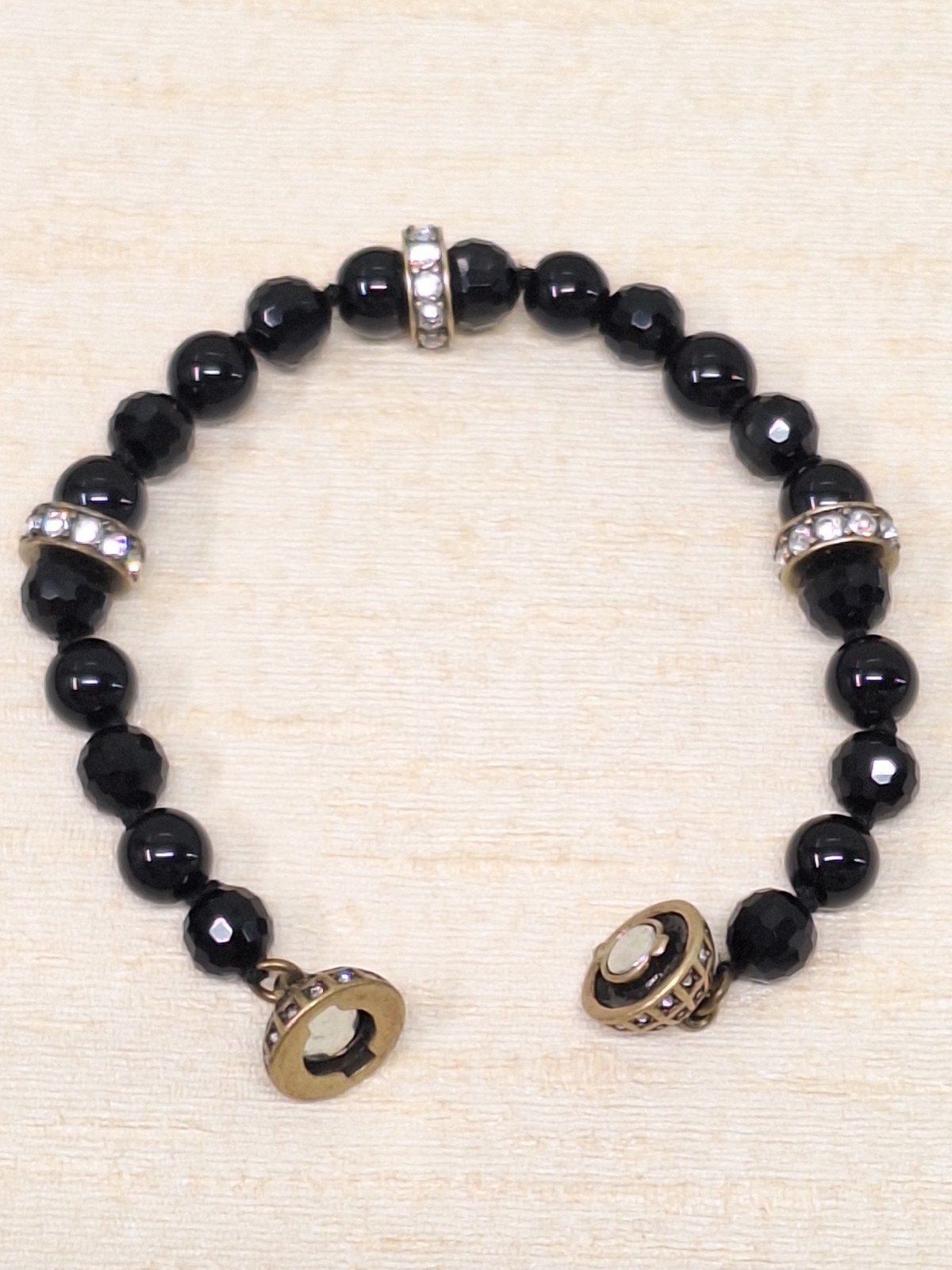Black Crystal Beaded Necklaces & Bracelet Set Magnetic Clasps Timeless Versatile