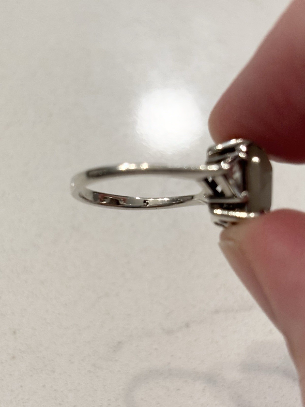 RJ Graziano Jadeite Cushion Cut & CZ Sterling Silver 925 Cocktail Ring Size 5