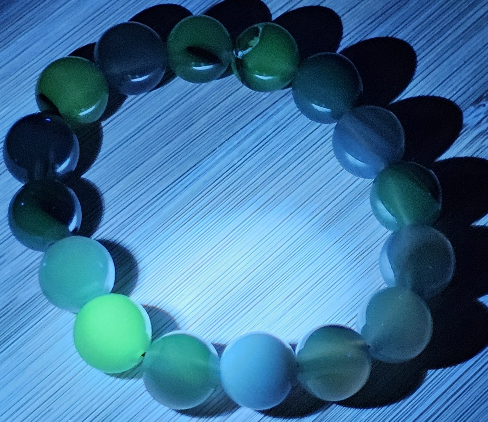 Volcano Agate Natural Crystal Bracelet 12.3mm UV Reactive