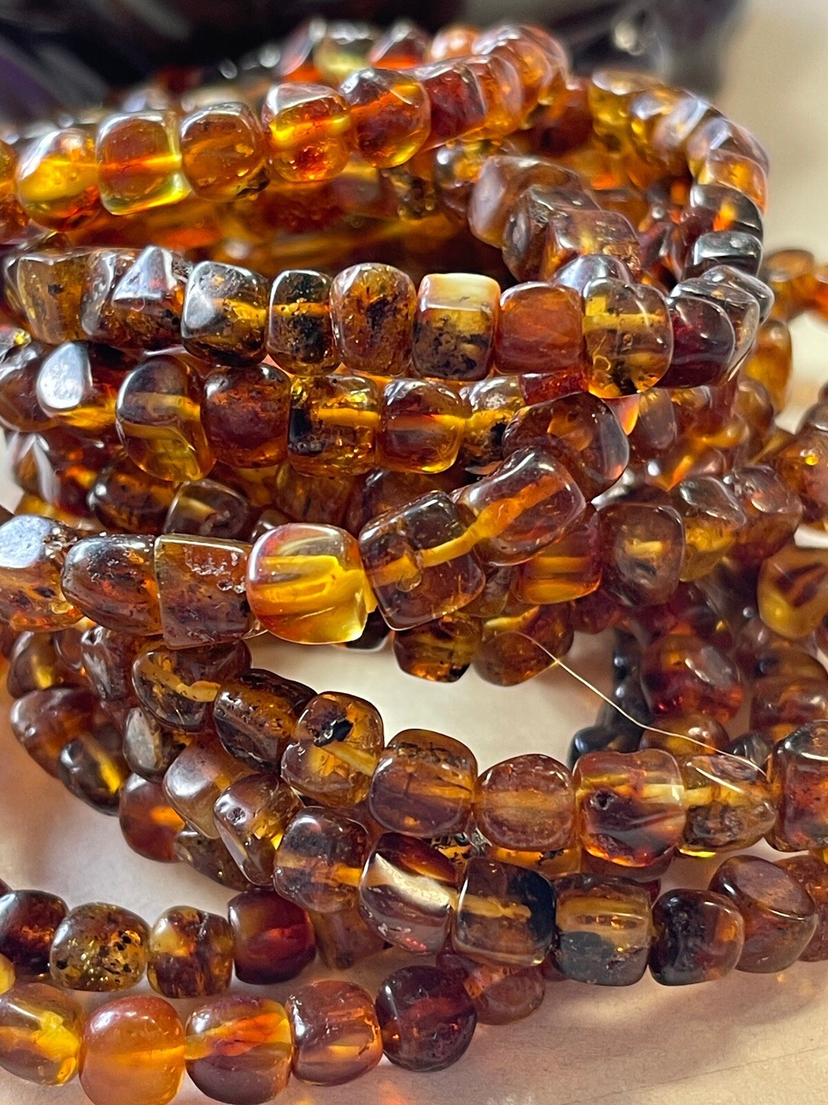 Baltic Amber Bracelet 2 Pieces Set Flower Amber Healing Stone Crystal Gemstone