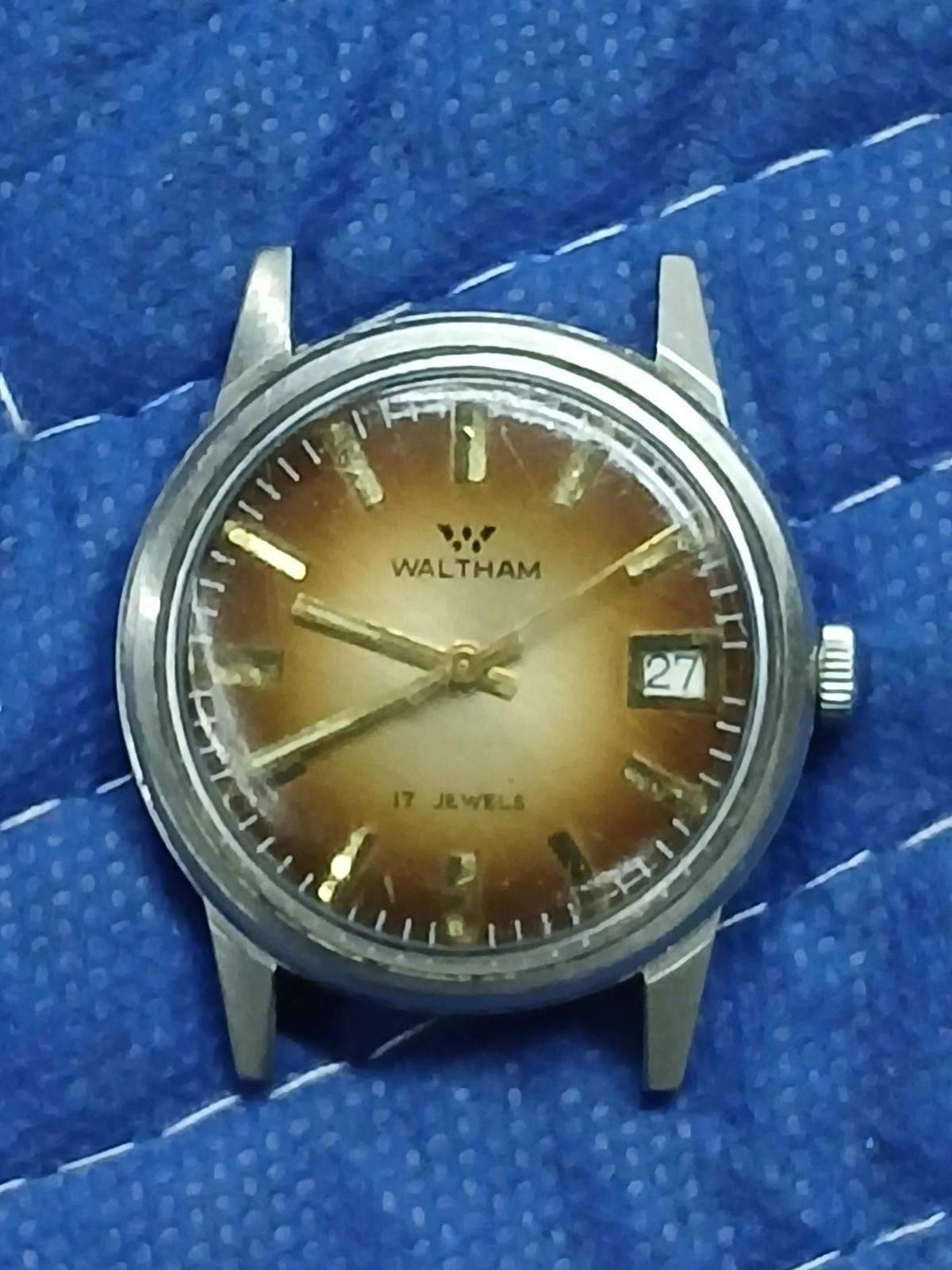 Vintage Waltham 17 Jewels Manual Wind Mens Calendar Watch Ships Free Read Desc