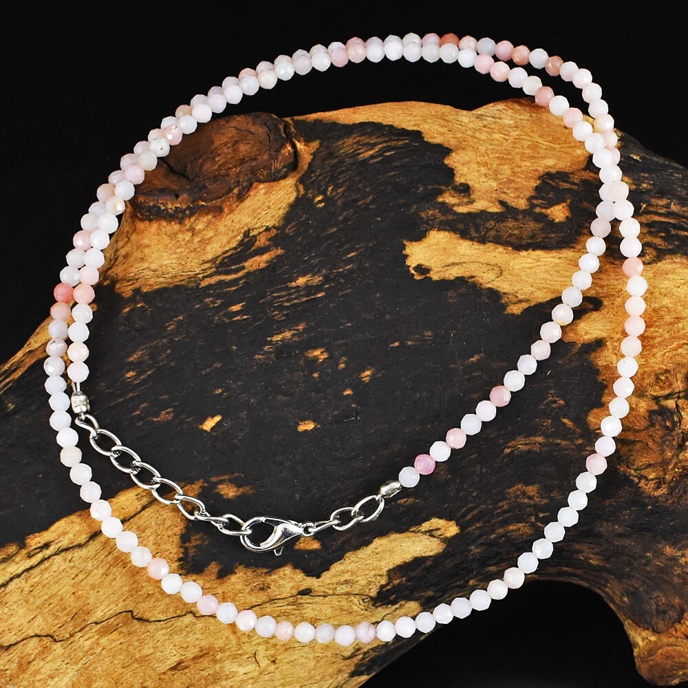 Pink Opal Amazing Sparking 34.00 Cts Beaded Beautiful Womens Necklace VK 37 E584