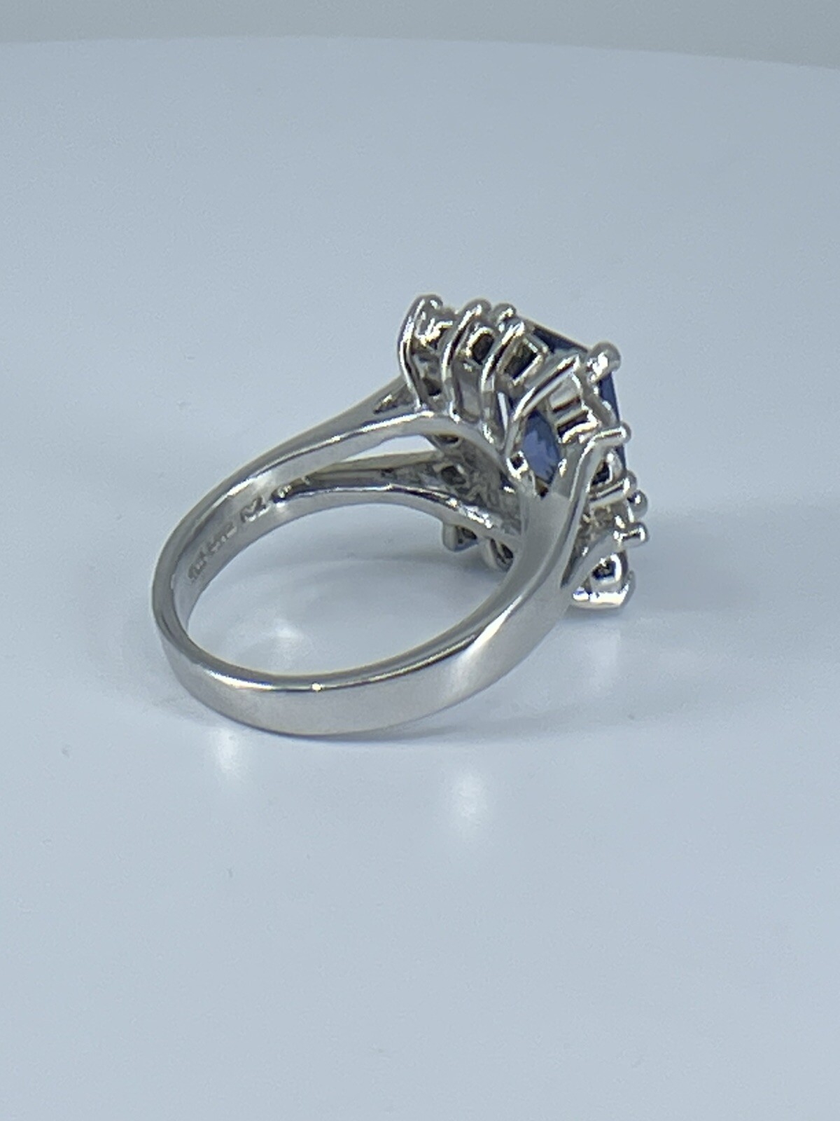 Ring ADI 925 sterling silver square blue amethyst small white rhinestones size 7