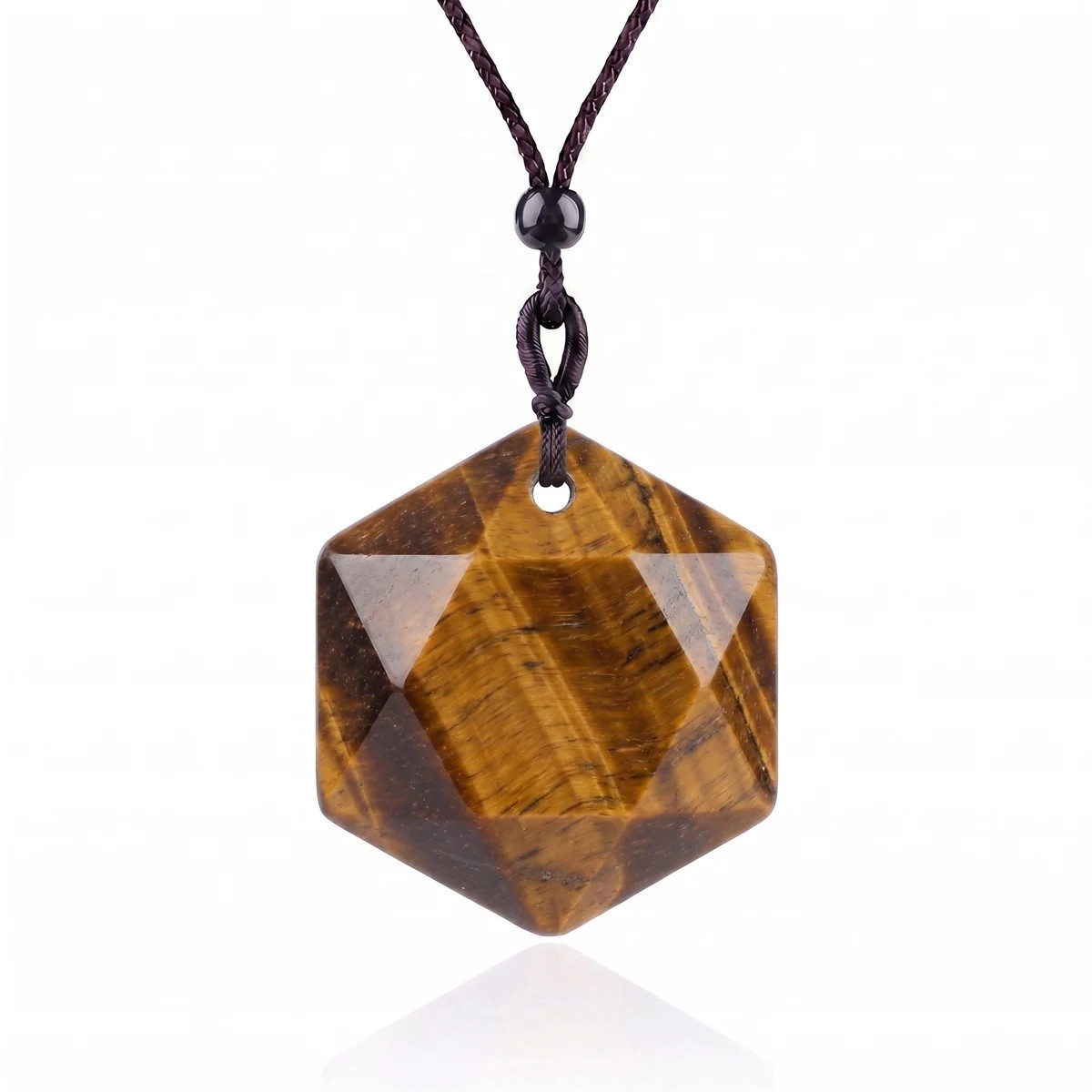 6PCS Hot Sale Mixed Gemstones Star Hexagon Shape Necklaces Adjustable Cord