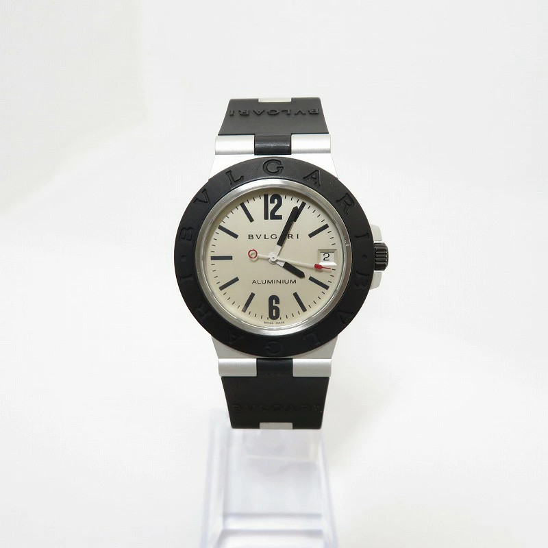 BVLGARI Bvlgari Aluminum AL38A Black Case Size 4.1cm Unisex Used Watch #71015