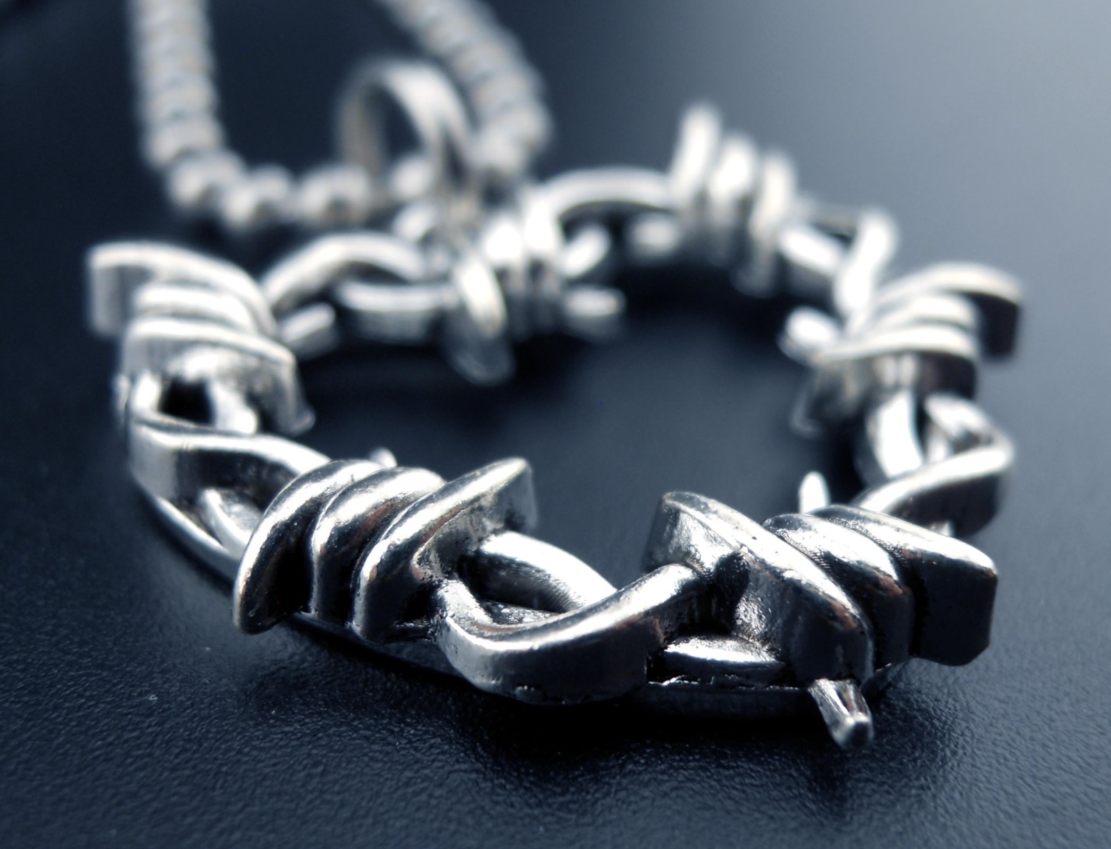 Barbed Wire Heart Necklace Stainless Chain New Barb Wire Pendant