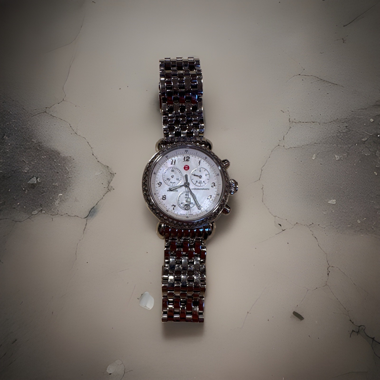 Michele CSX Women’s Quartz Chronograph 36mm Silver SS White Dial 3 ATM