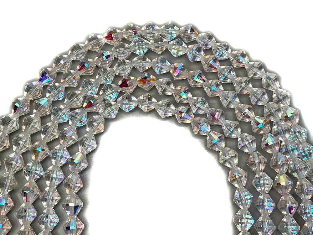 50 Czech Glass Bicone Shape Fire Polished Beads 8mm Crystal AB coated, P783