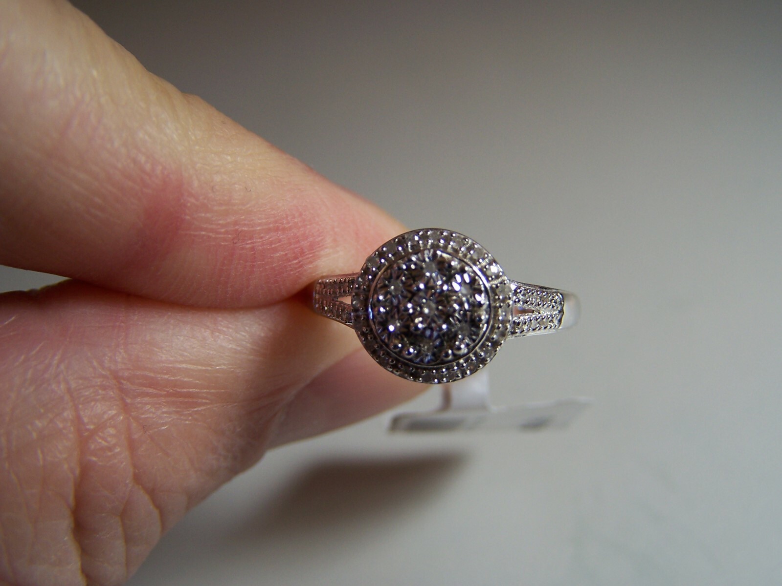 KOHL’S ALLURE GEMS DESIGNER 40 DIAMOND HALO STERLING SILVER PROMISE RING SZ 7