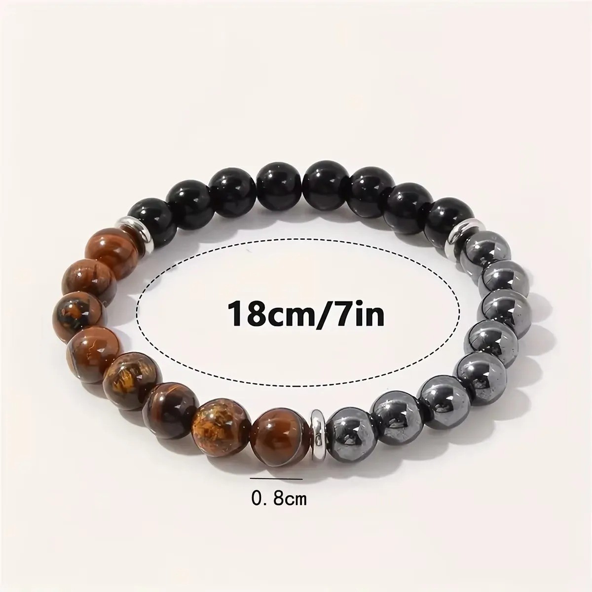 Triple Protection Bracelet Tiger Eye Obsidian Hematite 8mm Bead Stretch