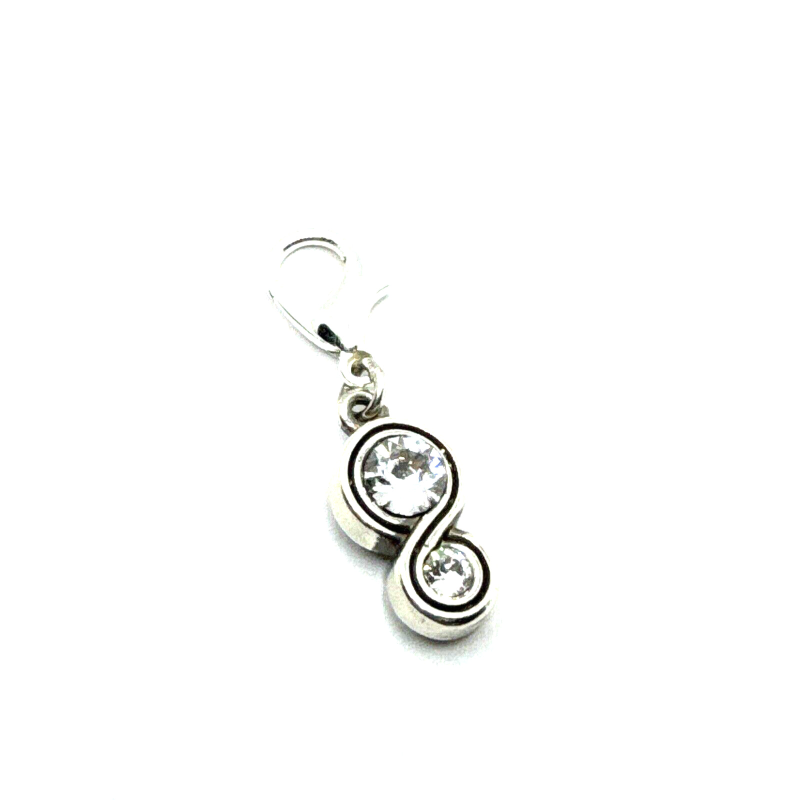 Brighton Infinity Figure Eight White Colorless Crystal Silver Custom Clip Charm