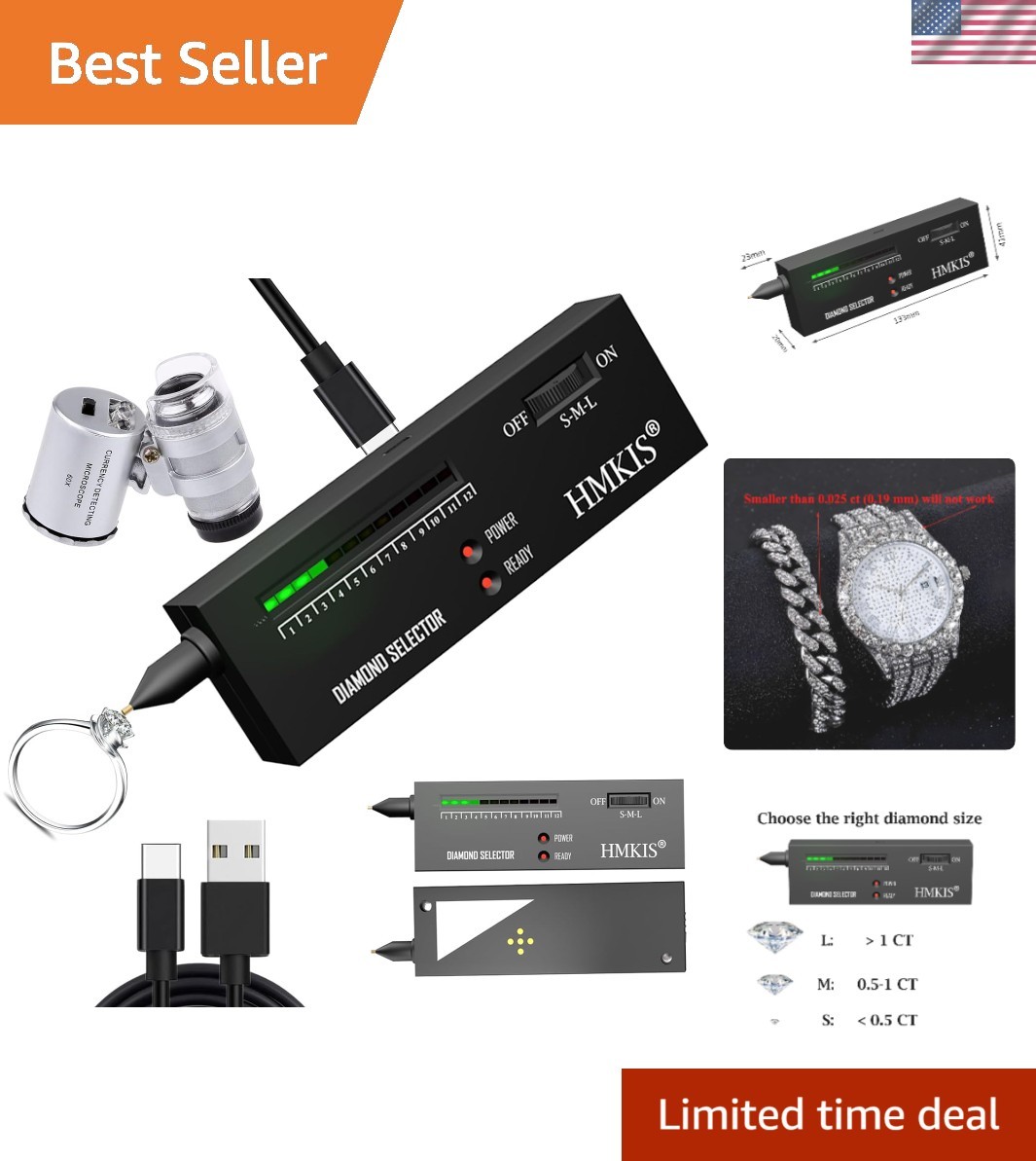 Diamond Tester Kit: Precision Tester Pen and 60X Loupe for Jewelry Professionals