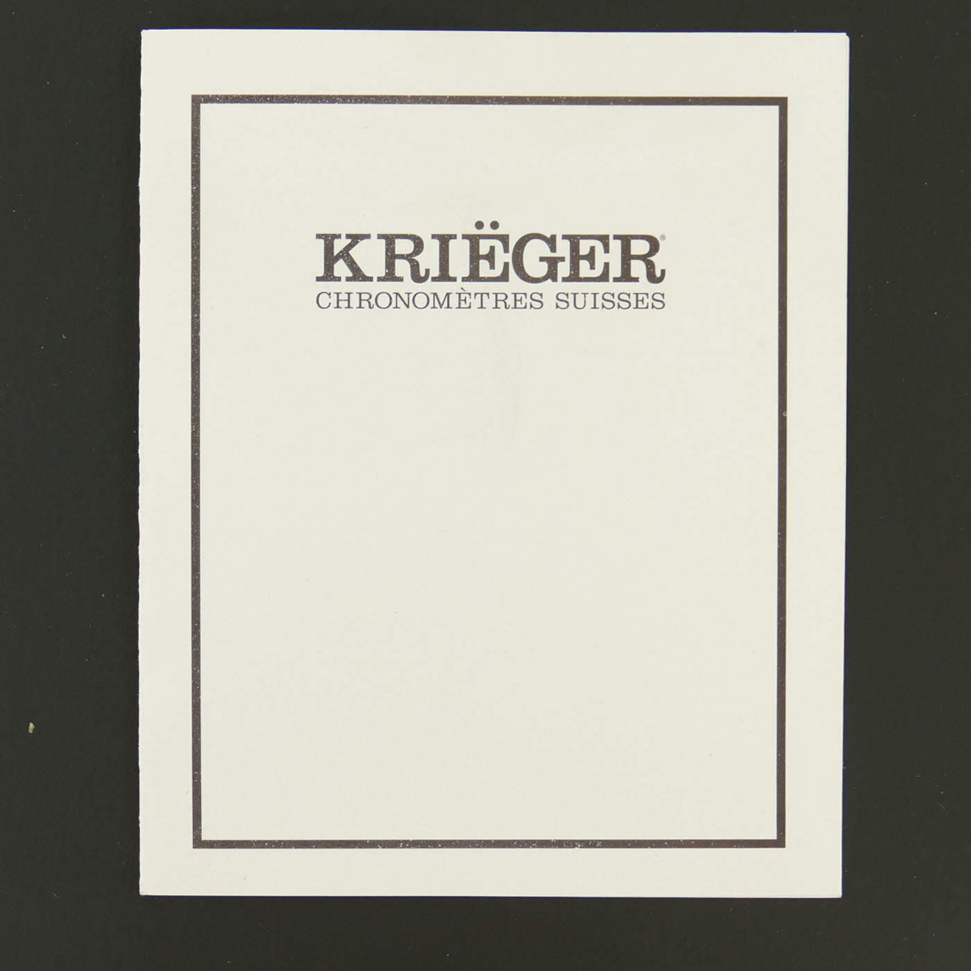 KRIEGER SUISSES INTERNATIONAL LIMITED TWO-YEAR GUARANTEE – OPEN PAPERS