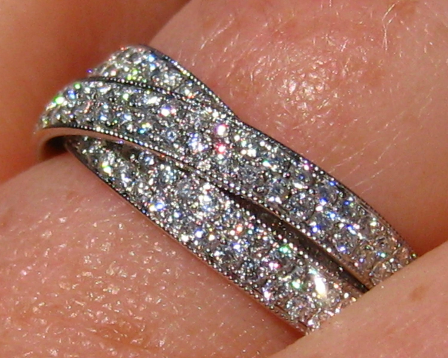 1Ct White Round CZ Engagement Wedding Overlapped Ring 925 Sterling Silver