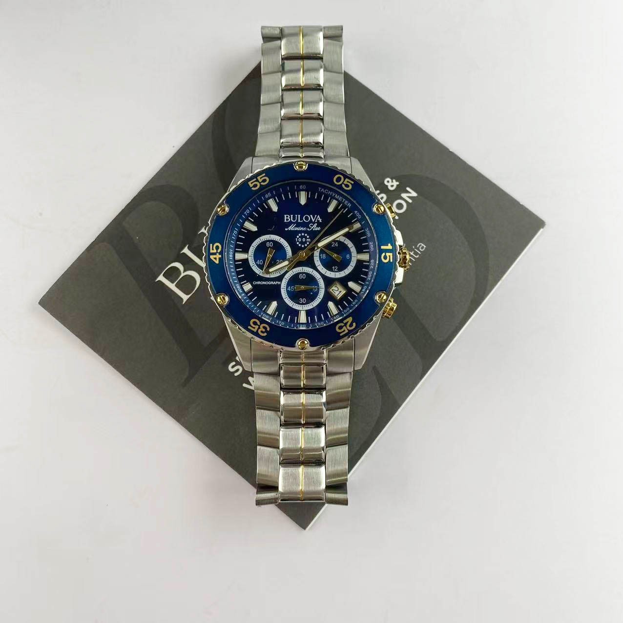 Bulova 98B400 Men’s Marine Star Chronograph Watch Blue Dial Men’s Quartz Watch