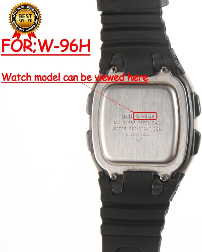 Replacement Watch Strap Band Compatible with Casio Men’S W-96H W96H-1BV Sport Wa