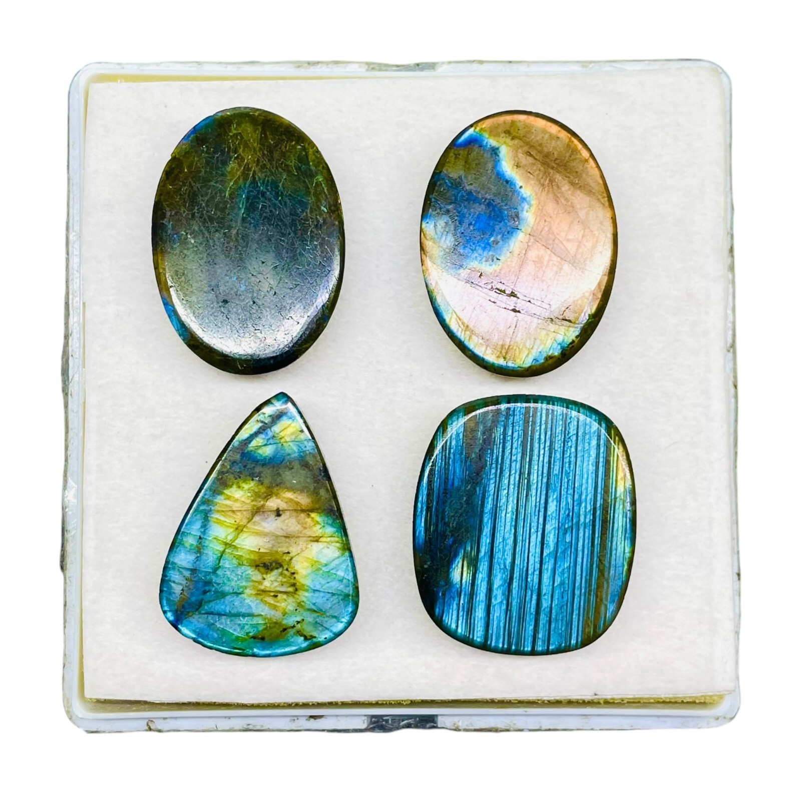 4 Pcs Natural Carved Labradorite 32-34mm Huge Pendant Size Loose Gemstones Lot