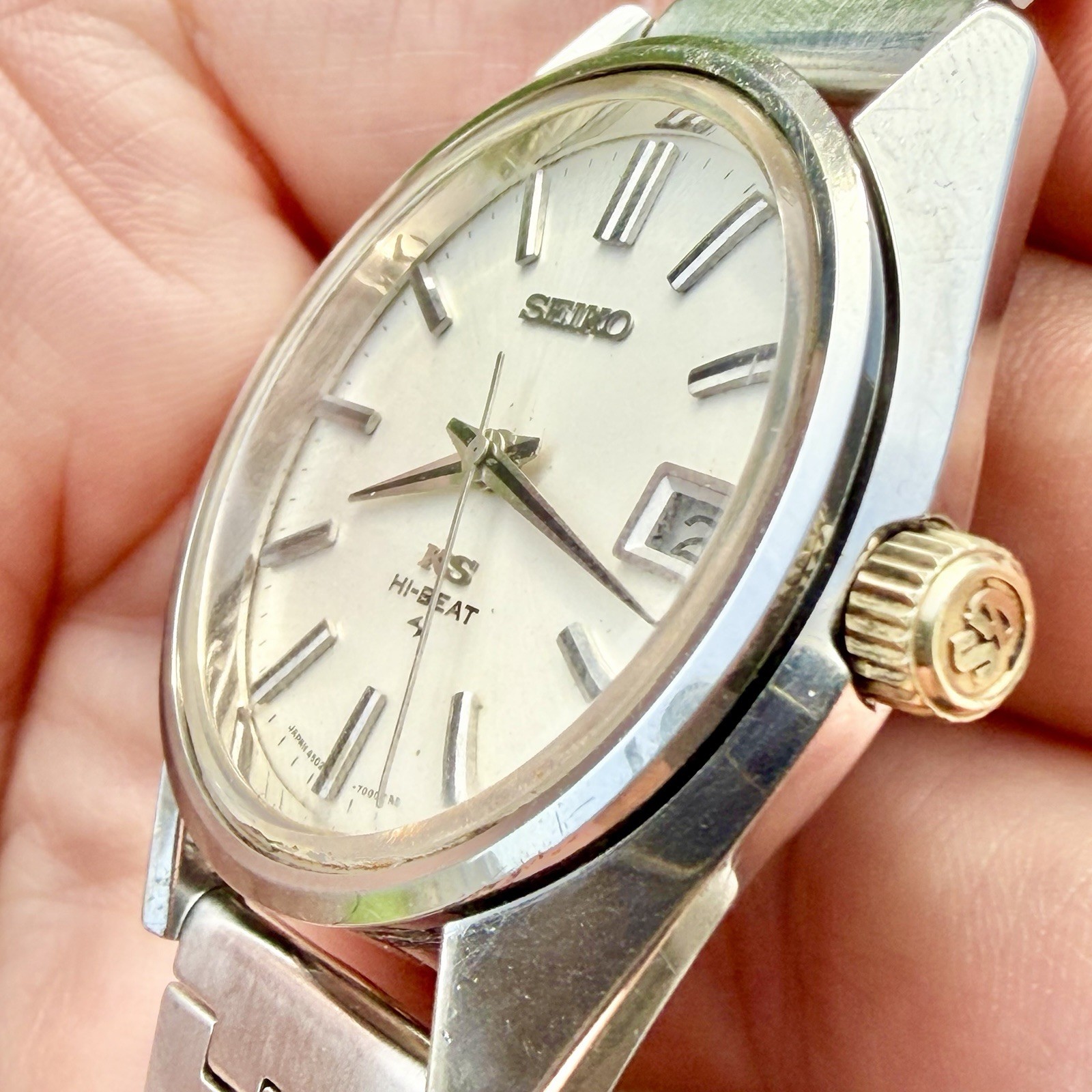 Vintage King SEIKO KS Hi-BEAT 4502-7001 Hand Winding Men’s Watch RUNS!