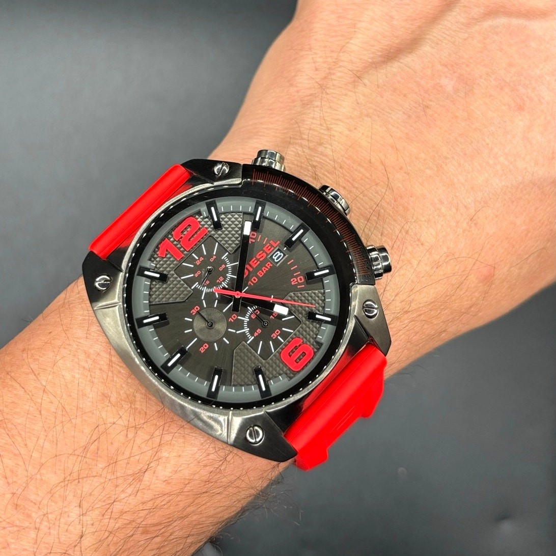 Diesel Overflow DZ4481 Chronograph Red Silicone 55mm Men’s Watch