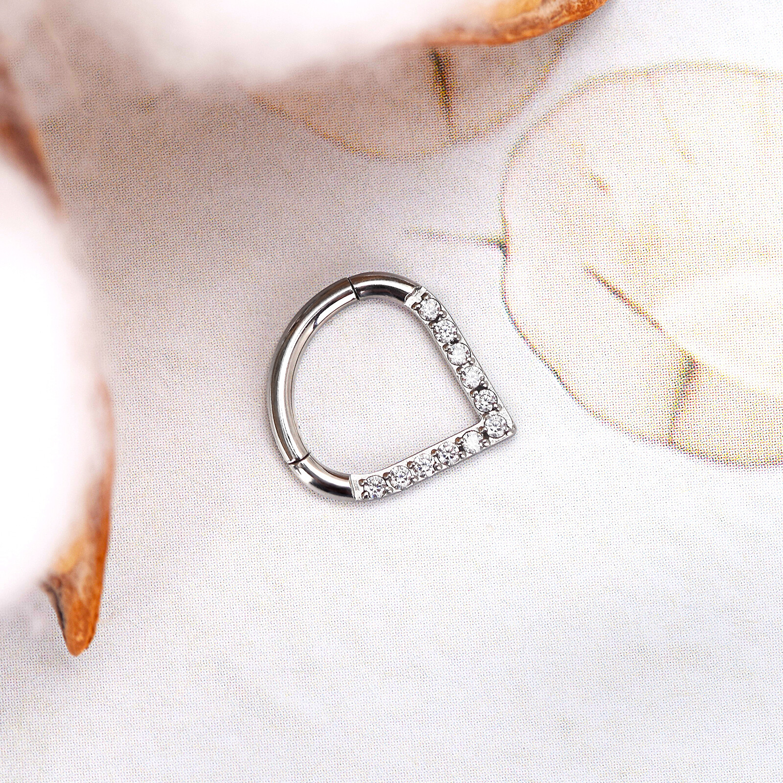 16G Teardrop Shape Septum Clicker Surgical Steel CZ Daith Tragus Nose Hoop Ring