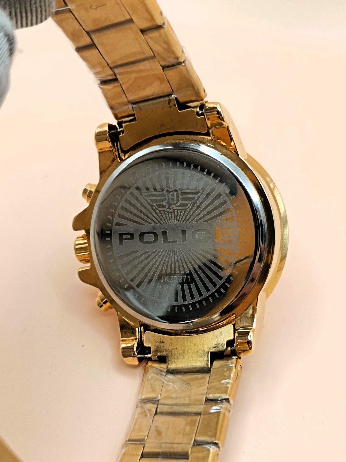 Police Chronograph Gold Plated Yellow Dial Analog Refurbished Men’s Wrist Watch