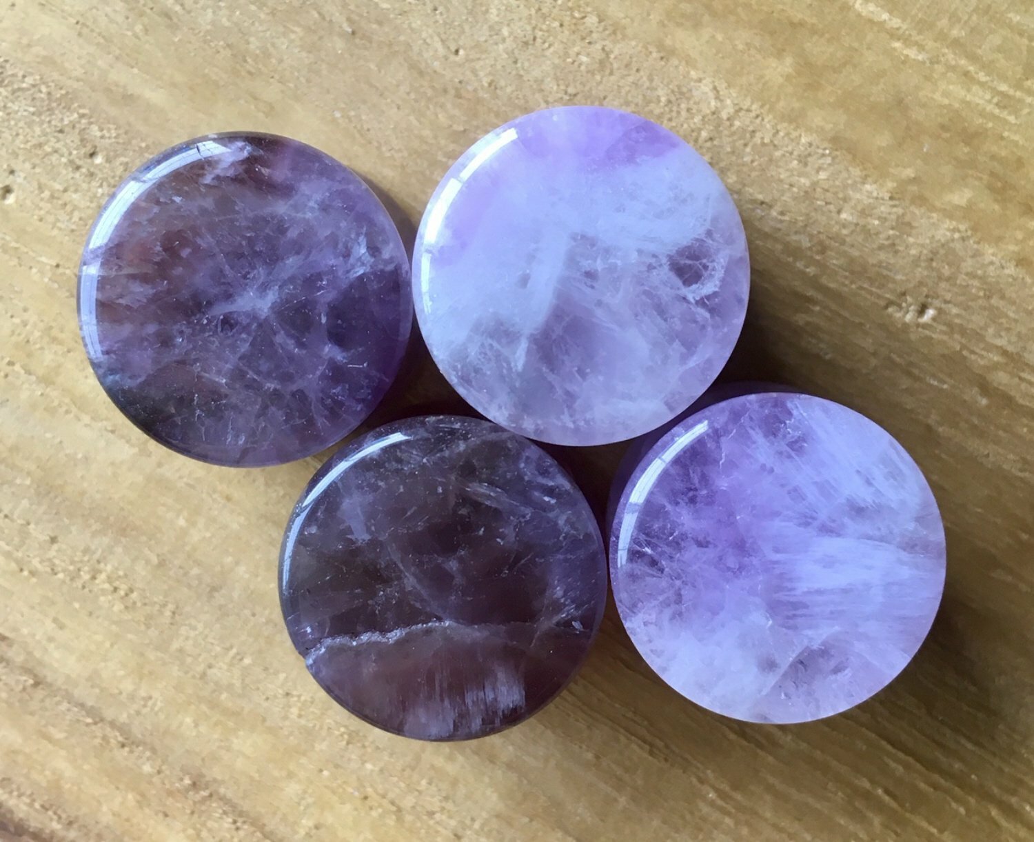 PAIR Amethyst Amythest Organic Stone Plugs Gauges – up to 32mm available!