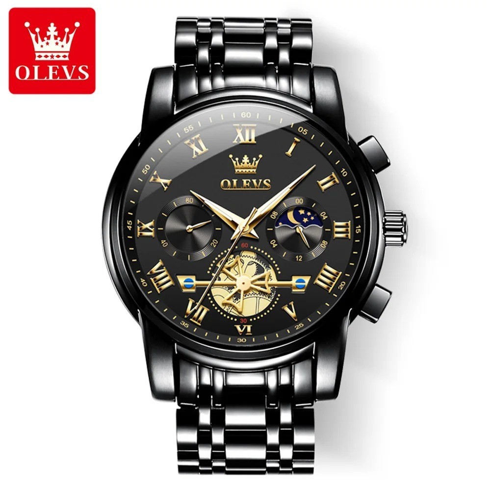 OLEVS 2859 Luxury Stainless Steel Waterproof Quartz Watch for Men Chronograph Lu
