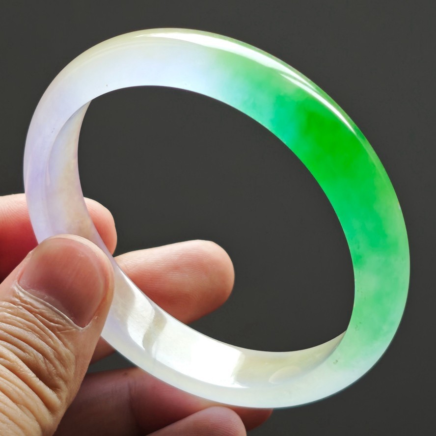 61mm Natural Ice Lavender Purple Jade Bracelet Burma Jadeite Jade Bangle 4030