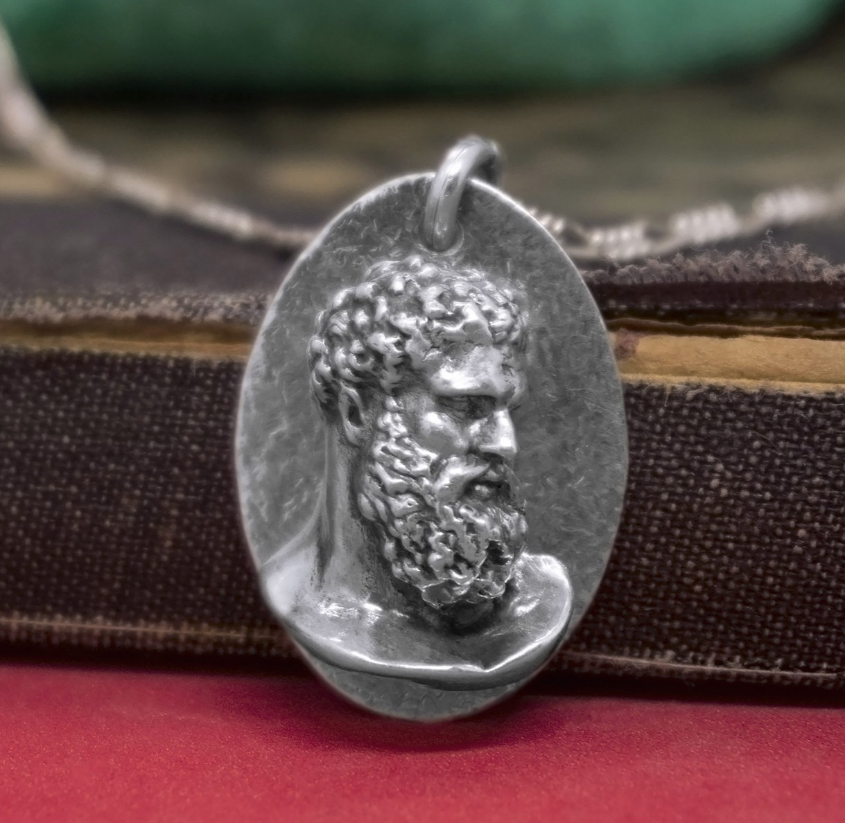 Heracles Bronze/Silver Necklace, Hercules Myths Pendant, Ancient Greek Jewelry