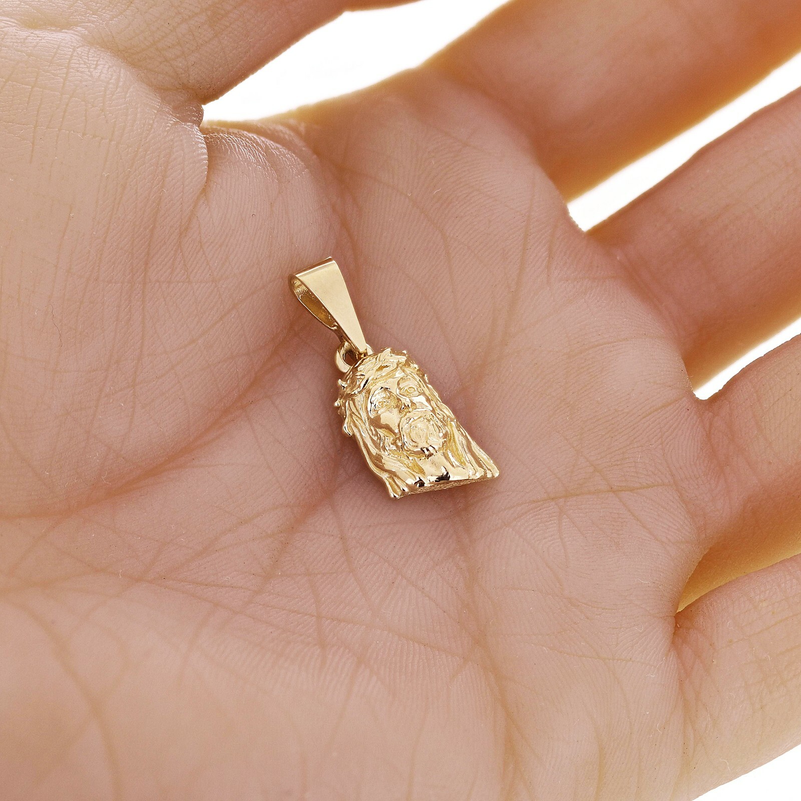 14k Yellow Gold Jesus Piece Jesus Christ Face Pendant 1.1″ 3.2 grams