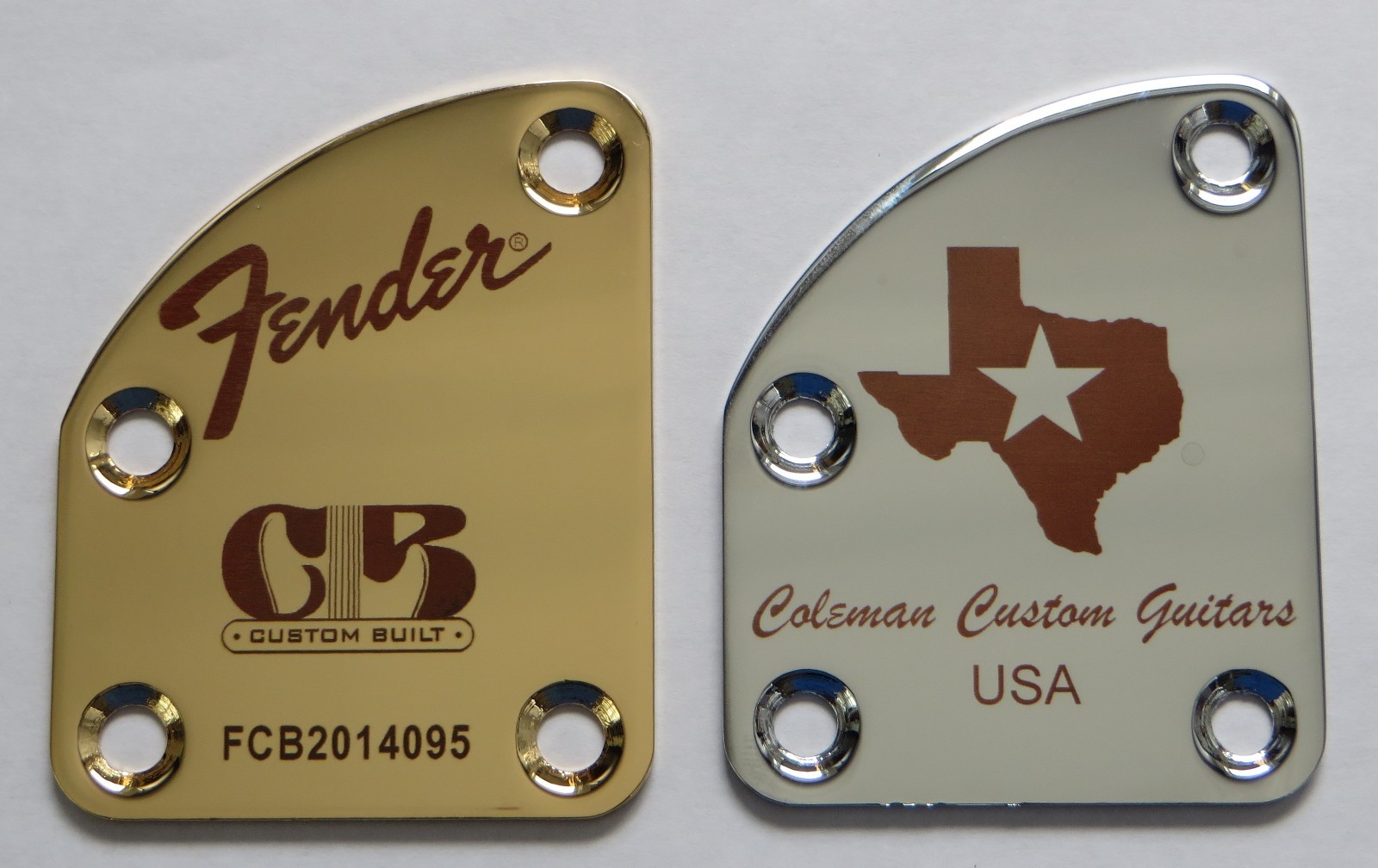 Custom Engraved Cutaway Contoured Heel Neck Plate – 4 bolt – Free Engraving