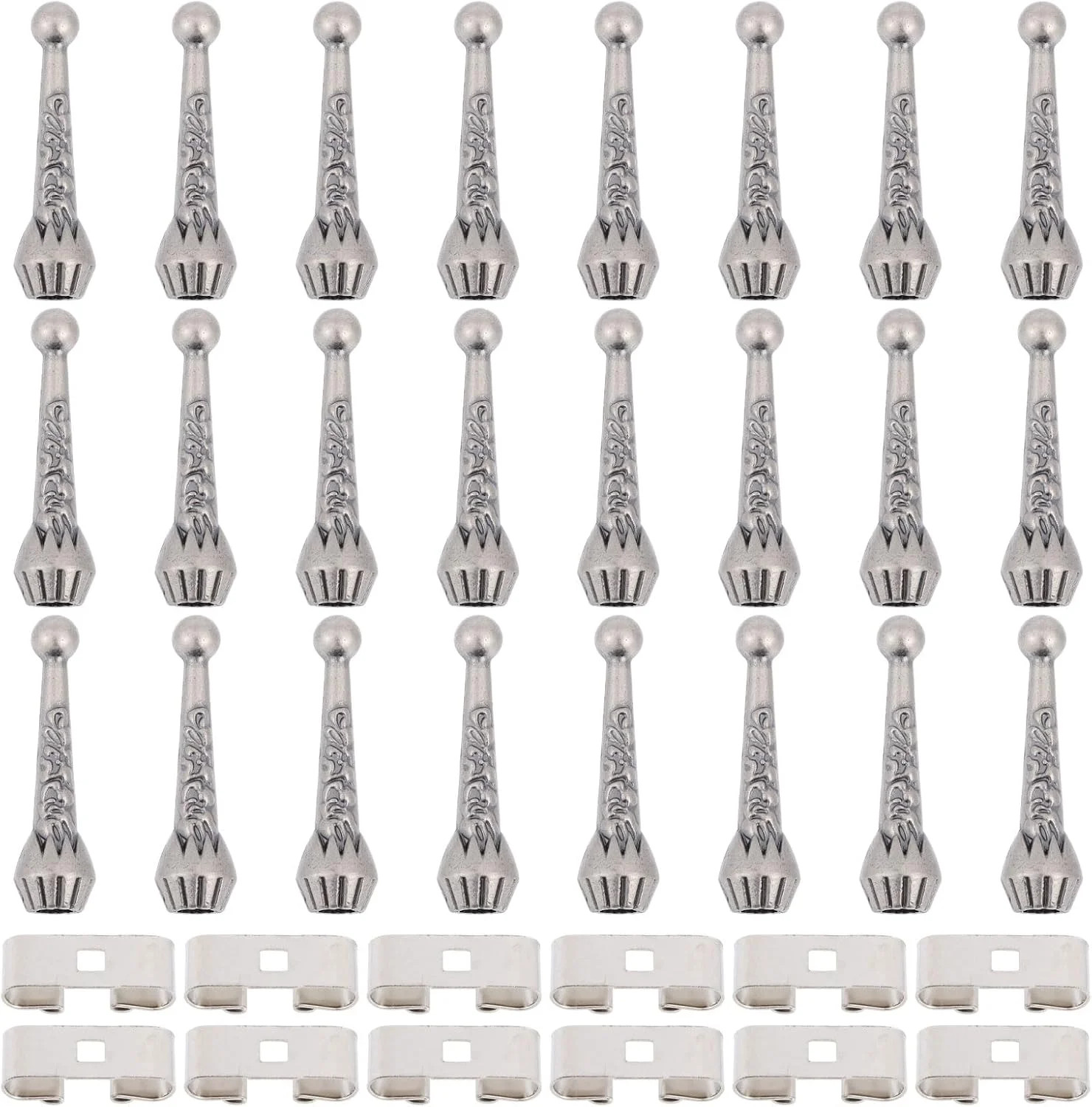 Bolo Tie Findings Kit: 36Pcs Antique Silver Tips, End Caps & Slide Clasps