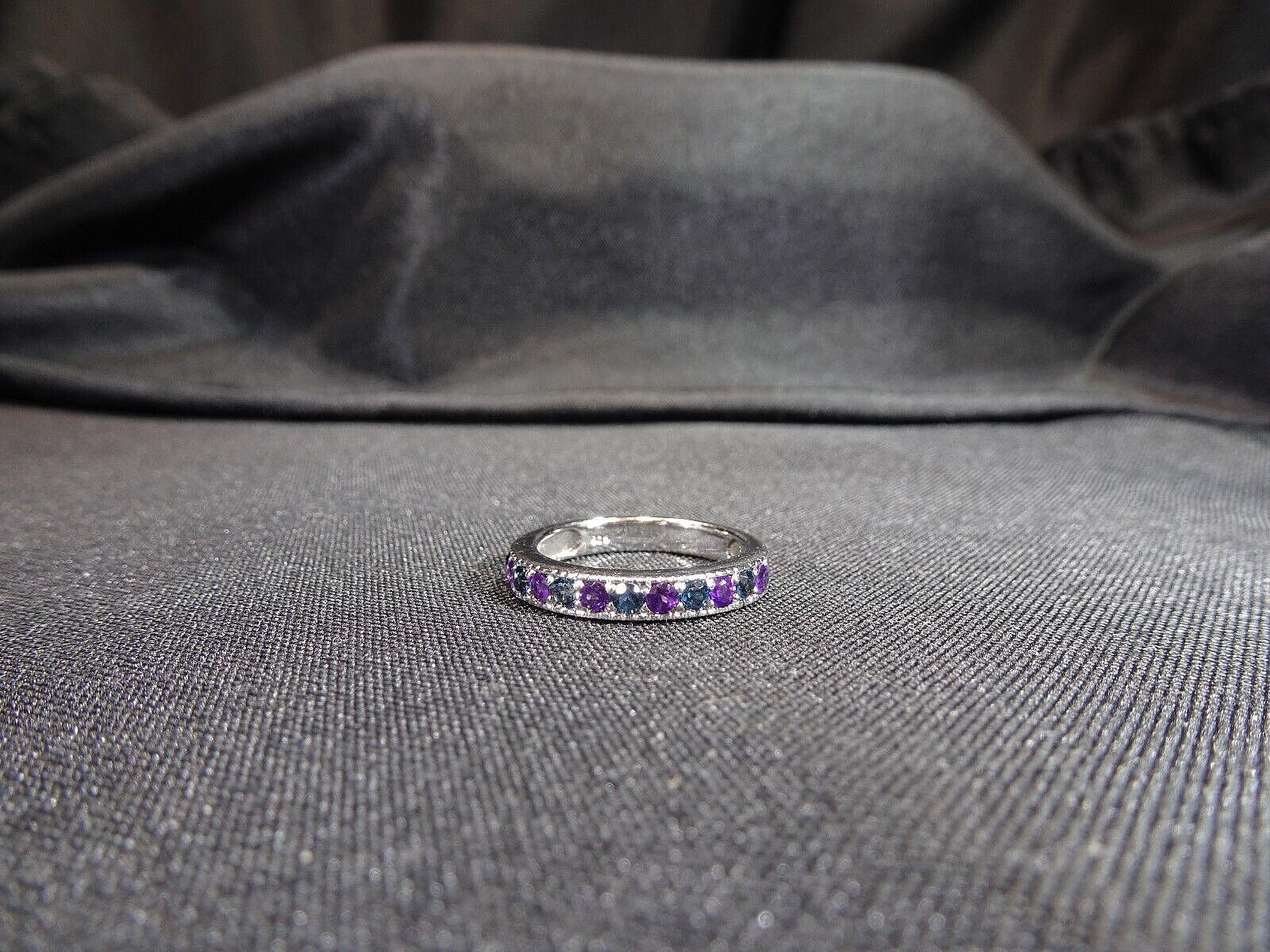 0.90 ct Natural Purple Amethyst & London Blue Topaz Solid Sterling Silver Ring