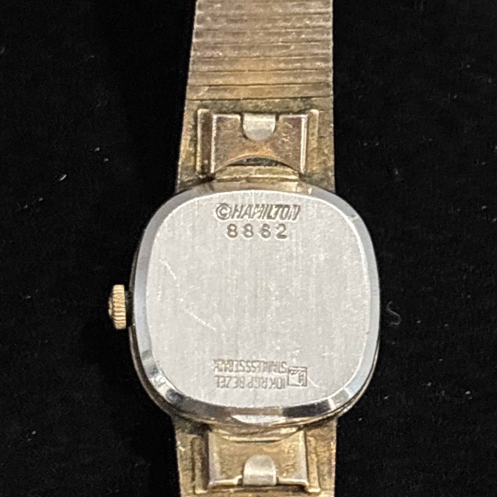 Gold Tone Hamilton Ladies Watch 10K RGP Bezel Untested Parts Vintage # 8862