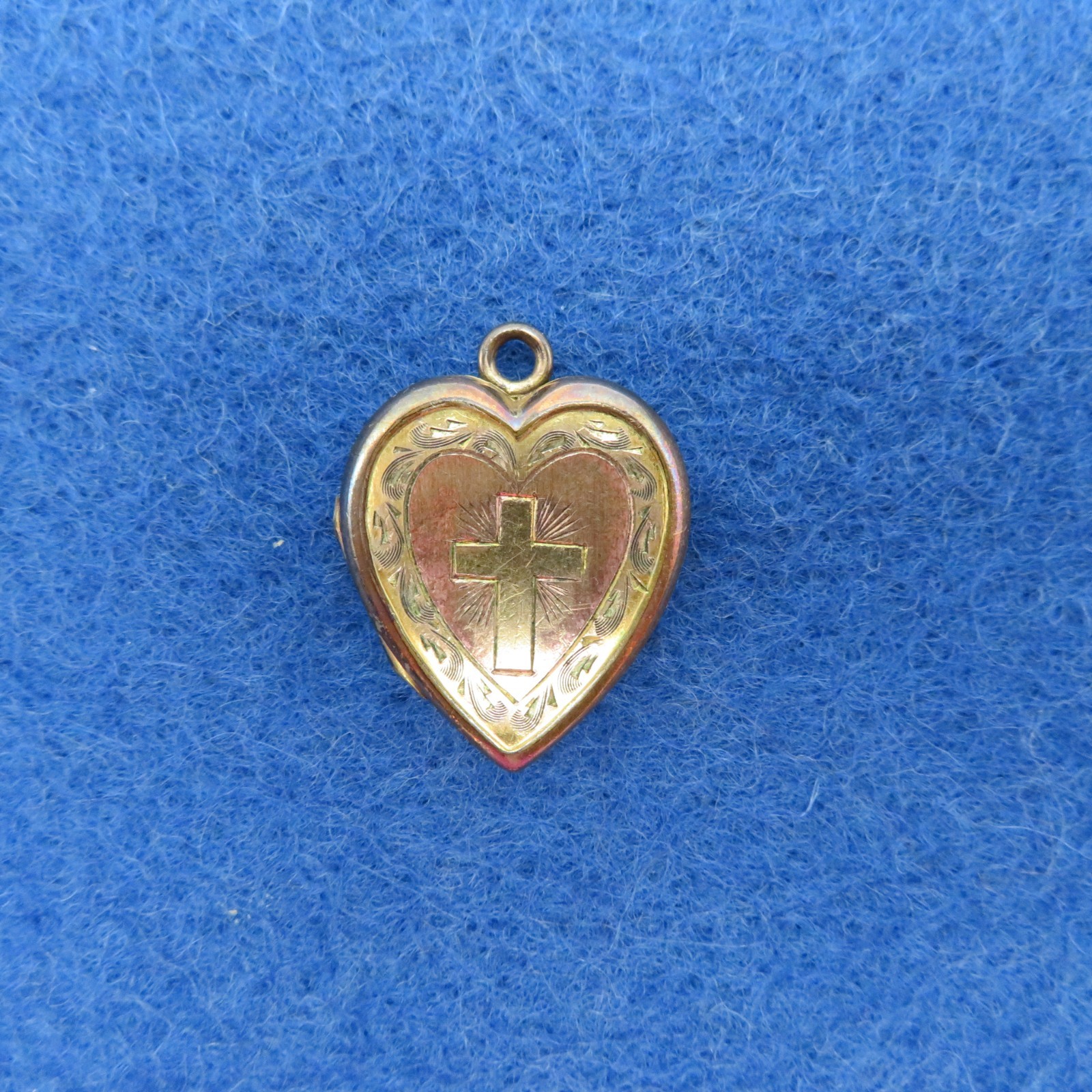 Antique Heart Cross Photo Locket Gold/Rose Gold