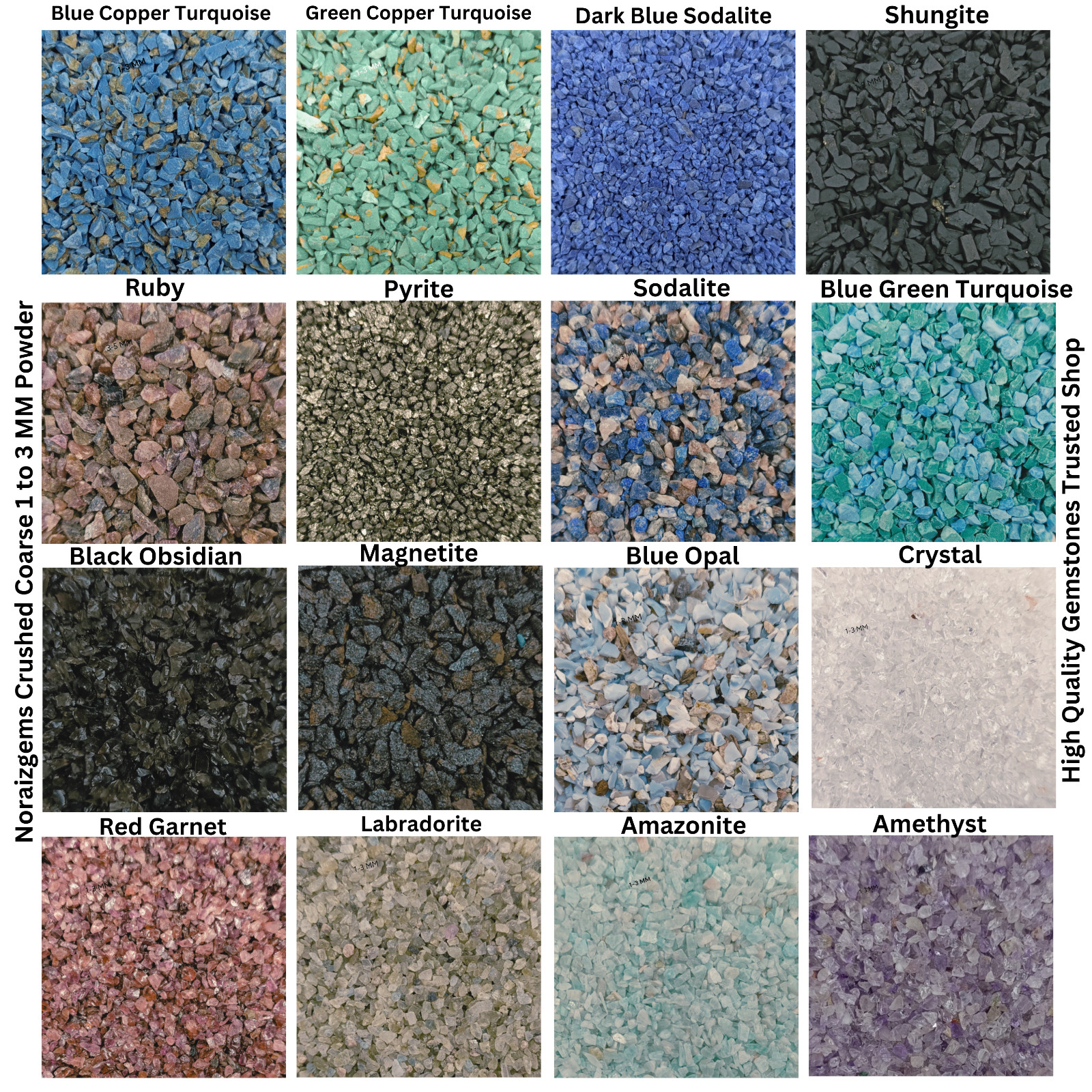Crushed Gemstone Coarse Powder 75+ Crushed 1-3 MM Healing Stone Woodwork Inlay