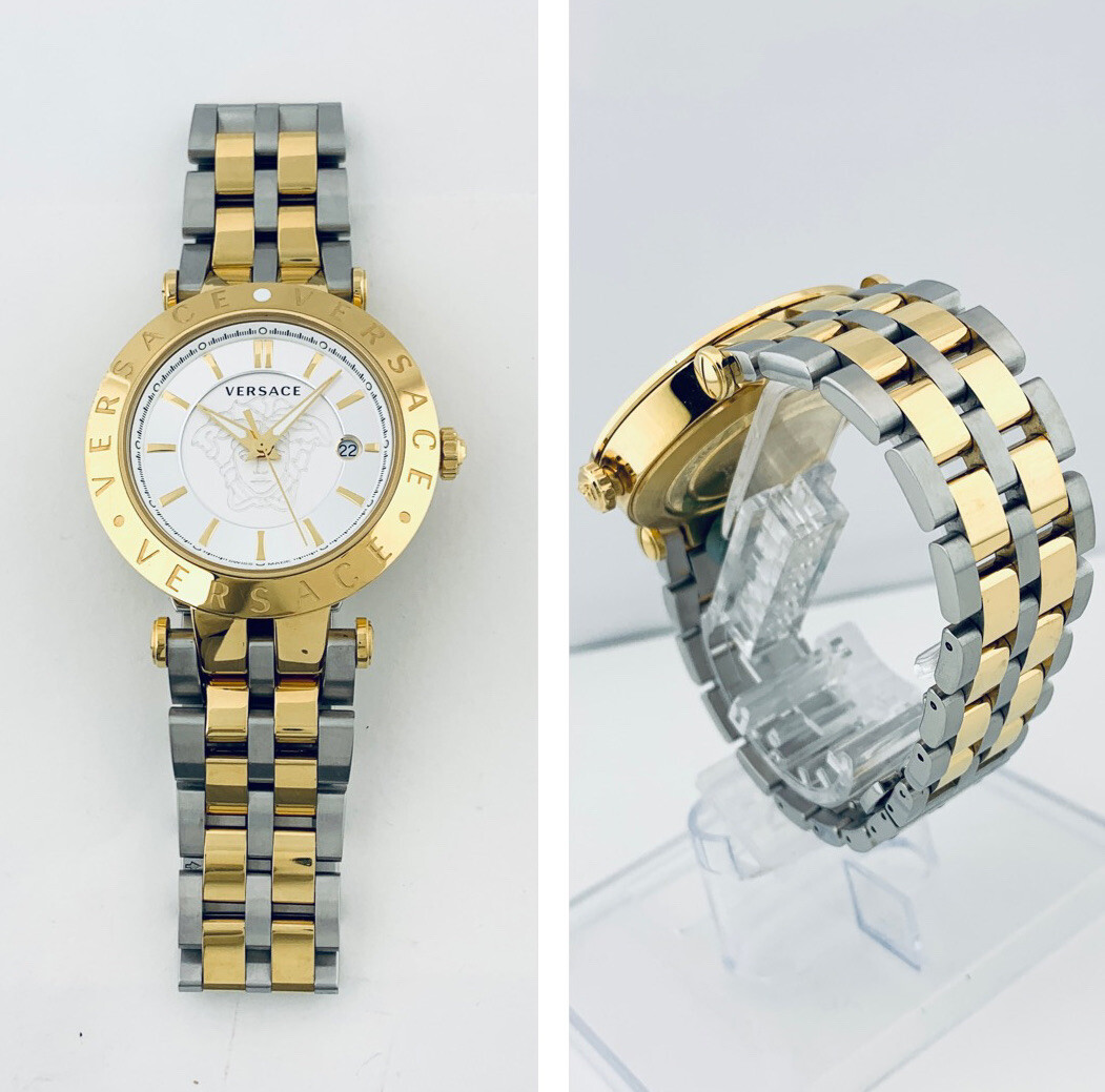 Versace VQP080015 V-Race 42mm Two-Tone Bicolour IP 2N + Silver Bracelet Watch