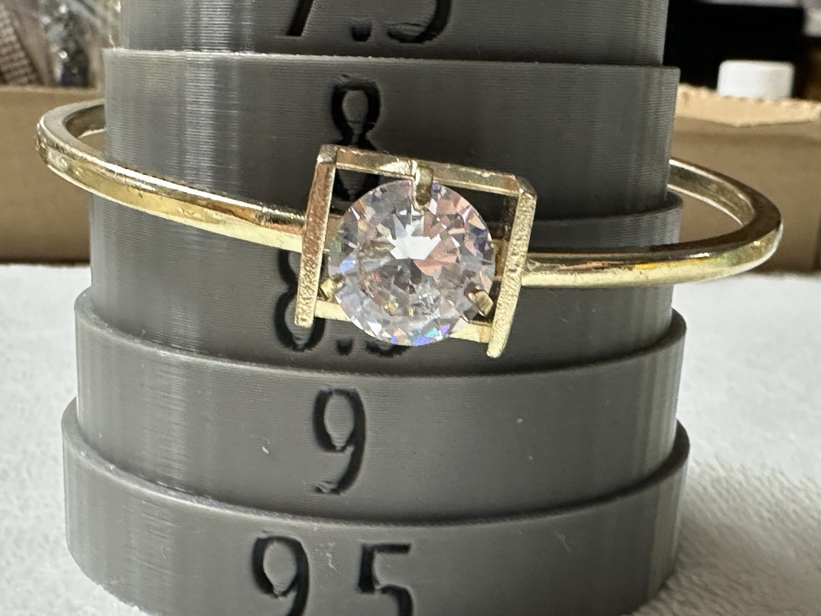 Gold Tone Clamp Bangle Bracelet Huge Rhinestone Focal b183