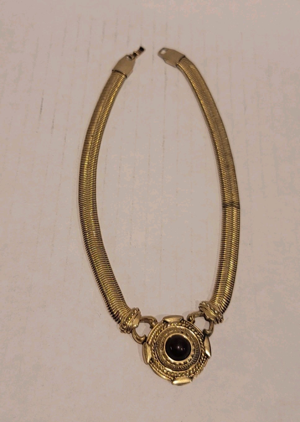 Vintage 1980s Etruscan Revival Collar Necklace Faux Gold
