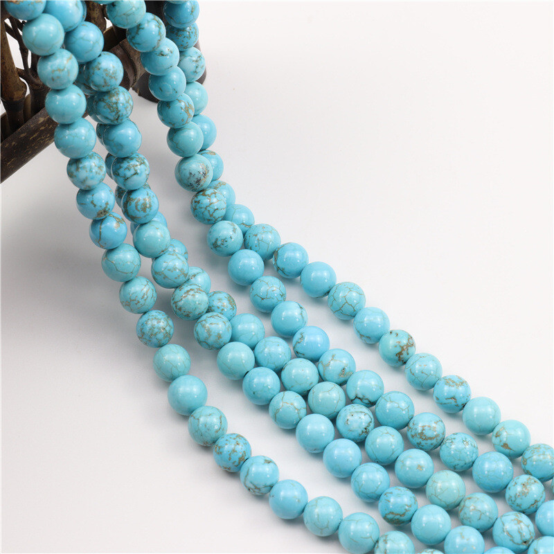 Wholesale 10 Strands 8mm Natural Turquoise Stone Round Charms Spacer Loose Beads