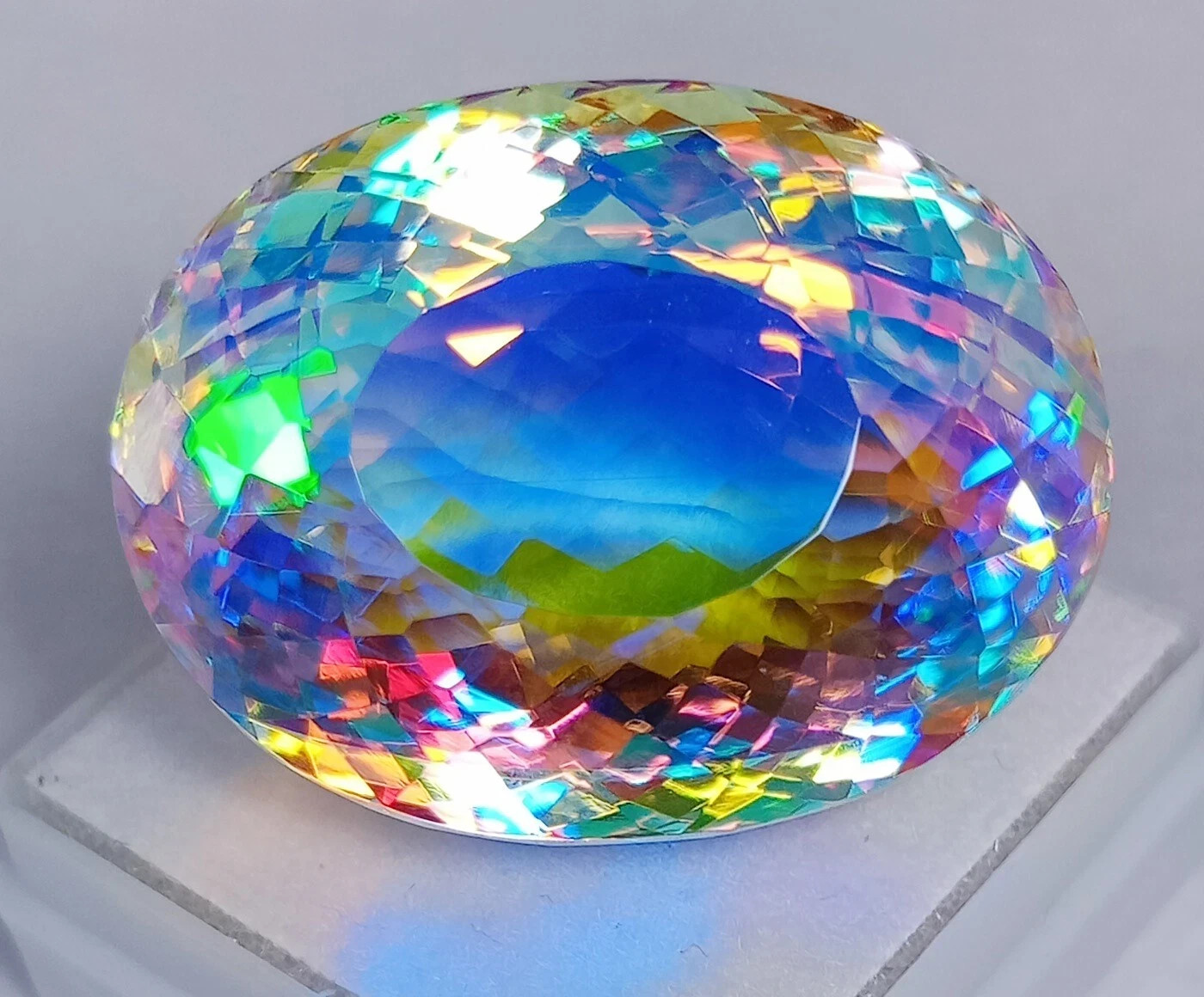 Oval Rainbow Color Mystic Quartz 60.10 Ct Certified Loose Gemstone Natural