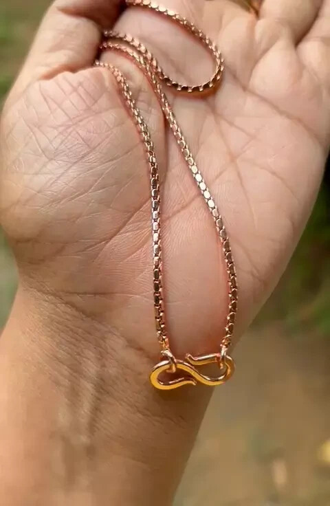 28 inch Pure Copper Square Popcorn Chain Necklace, Healing Copper Jewelry