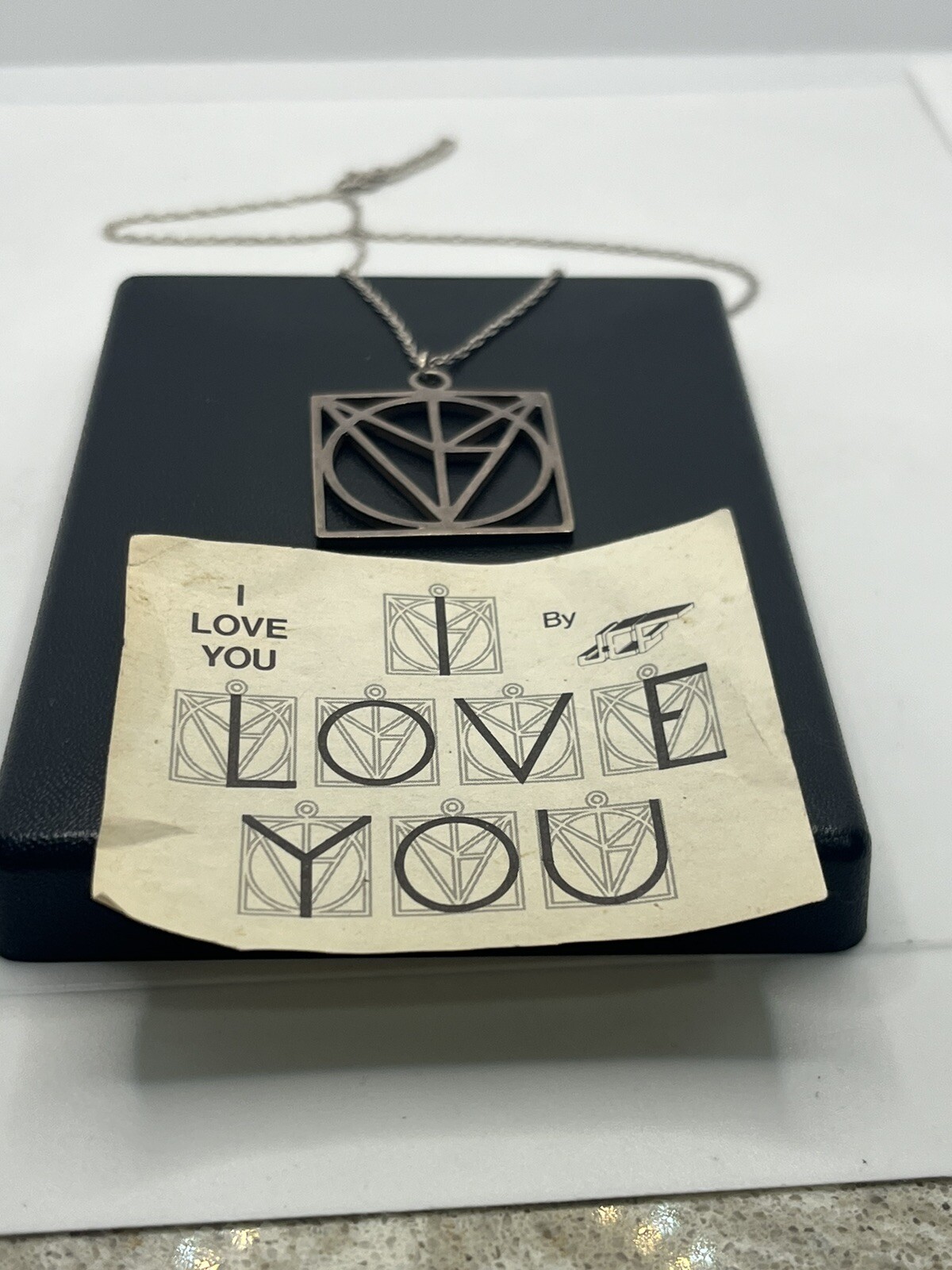 JCF Sterling silver SECRET MESSAGE I Love You Pendant necklace Modern Abstract