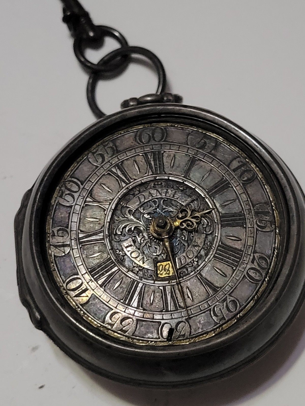 Antique Rare 1710 English Verge Fusee Pocket Watch Silver Pair Cased Calendar