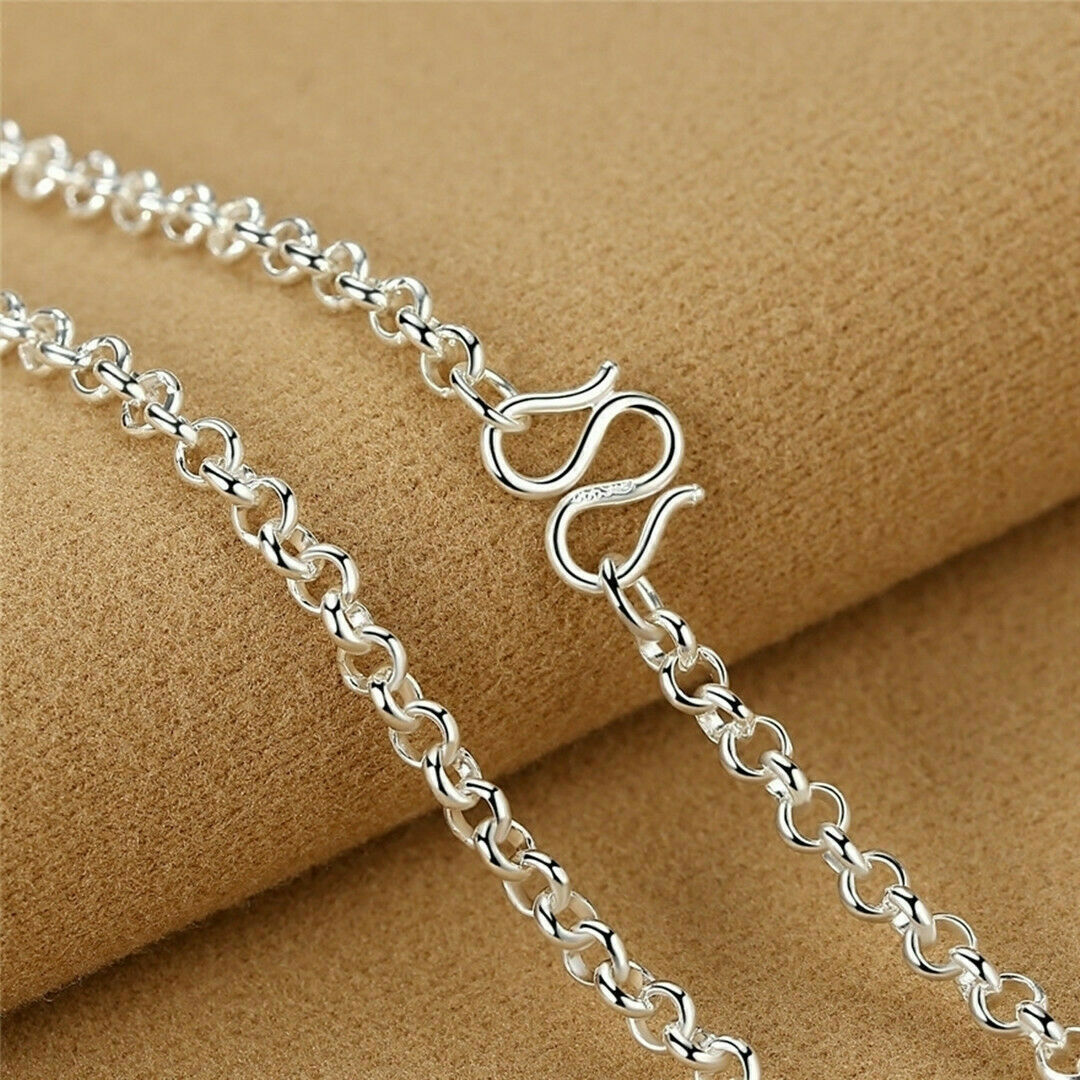 Pure Silver Chain For Women Men Sweater Link Real 999 Silver Necklace 16-24inchL