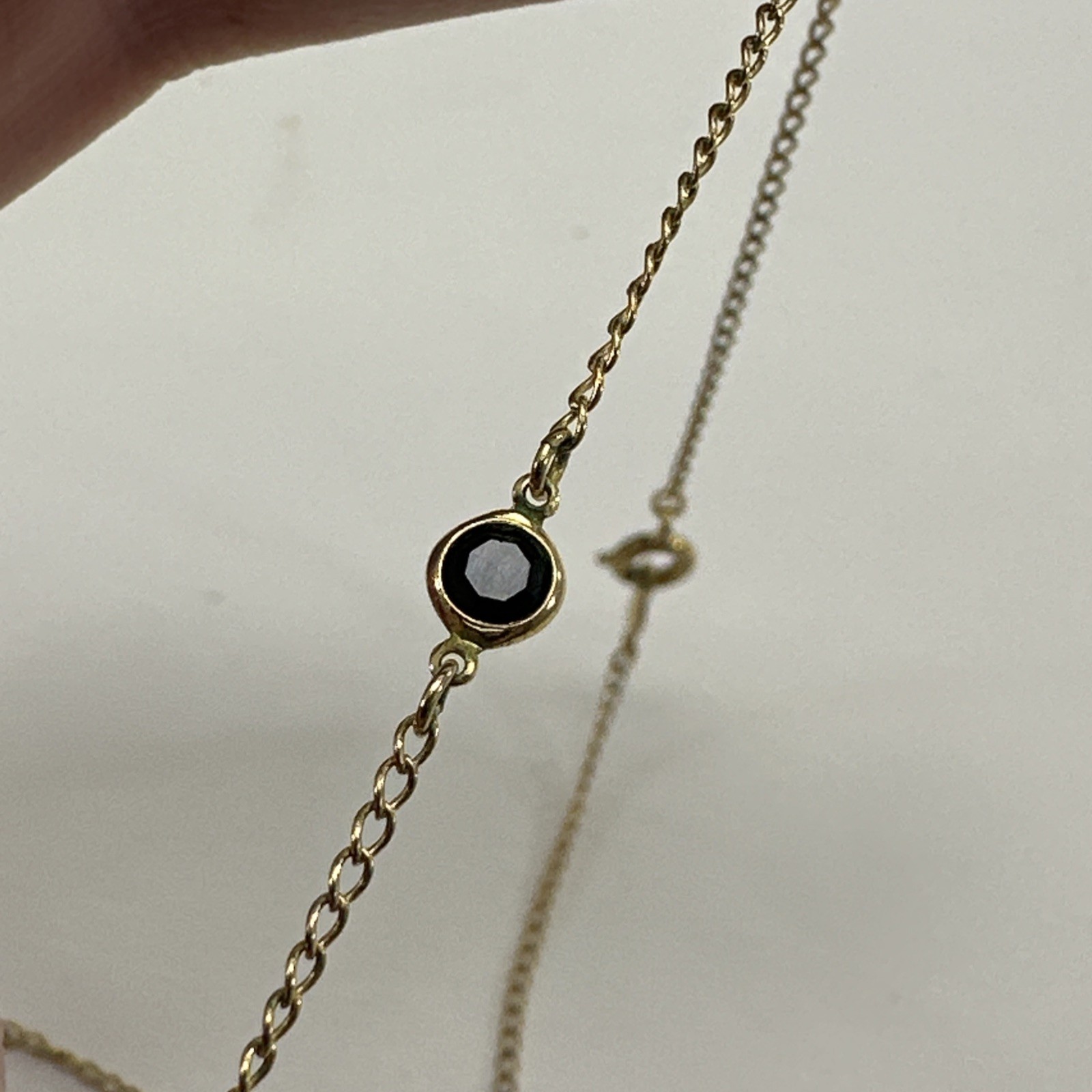 Vintage 12K Gold Plated Necklace Gold GE Chain With Black Stones Dainty Classic