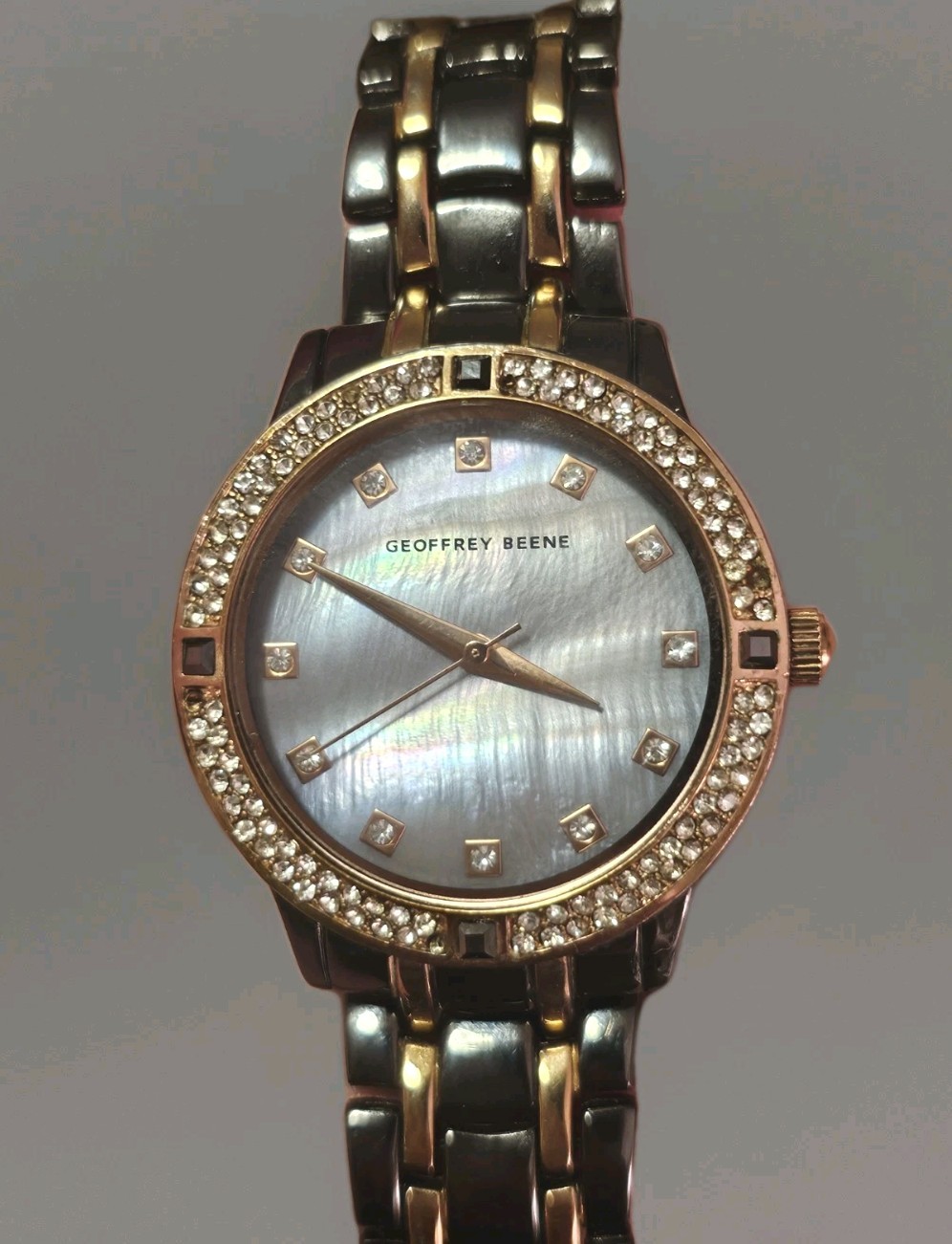 Ladies Geoffrey Beene Tortoise Shell Watch W/Mother of Pearl Face