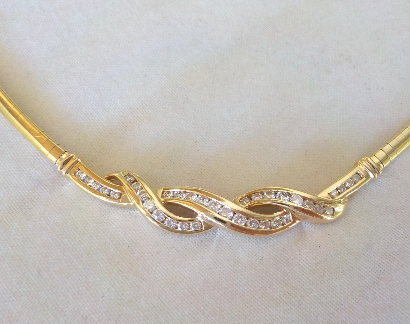 Elegant 14K Yellow Gold Braid Collar Diamond Necklace – 20.8 gm, 16.3 in, 0.80ct