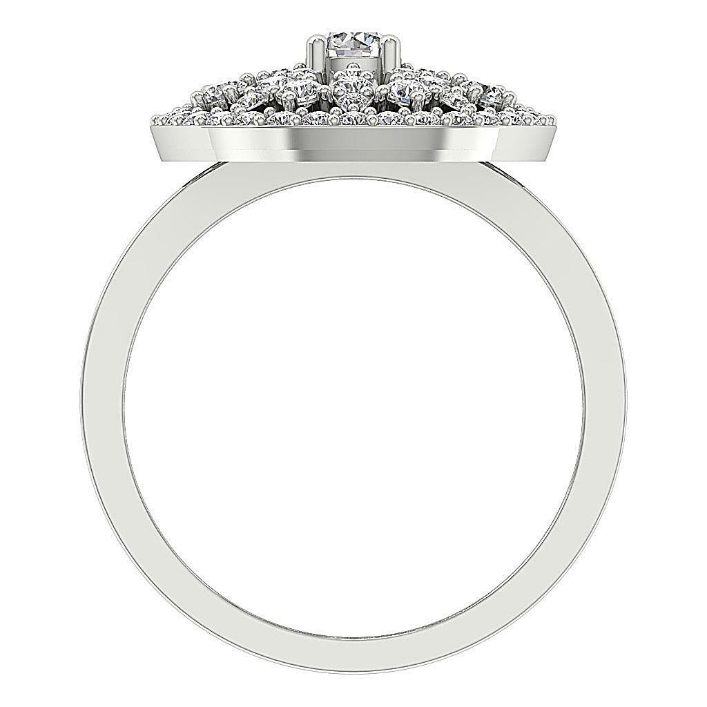 Designer Right Hand Engagement Ring SI1 G 1.15 Ct Natural Diamond 14K White Gold