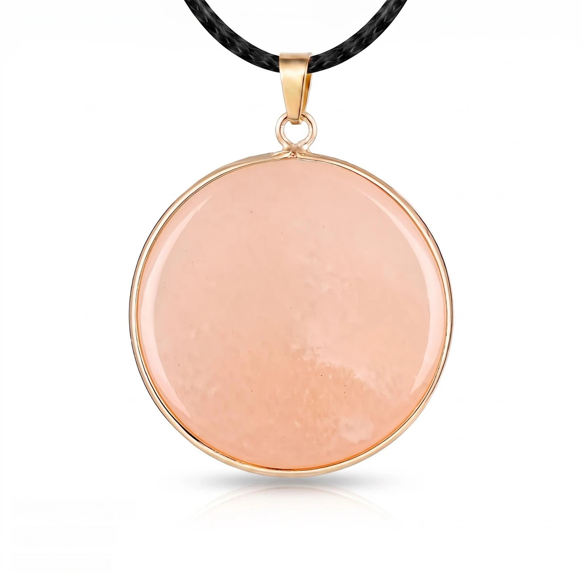 6PCS 30mm Round Natural Gemstone Pendant Necklace Gold Healing Crystal